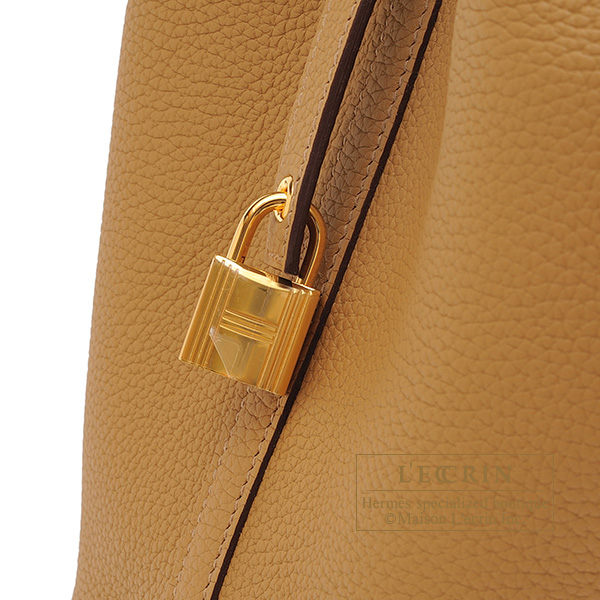Hermes　Picotin Lock bag 18/PM　Biscuit　Clemence leather　Gold hardware