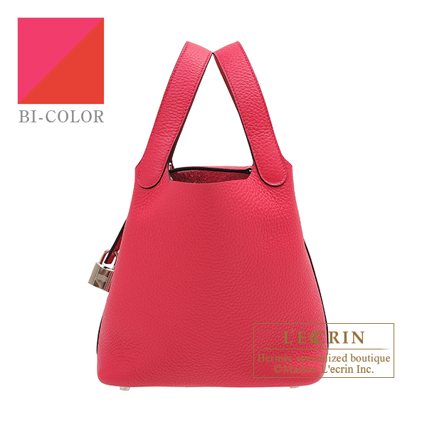 Hermes　Picotin Lock　Eclat bag PM　Rose mexico/　Rouge coeur　Clemence leather/　Swift leather　Silver hardware