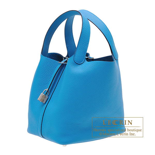 Hermes　Picotin Lock bag MM　Blue frida　Clemence leather　Silver hardware