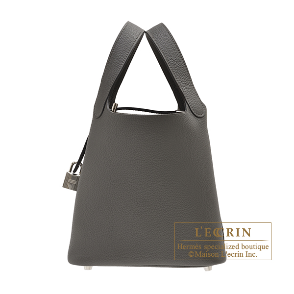 Hermes　Picotin Lock bag PM　Graphite　Maurice leather　Silver hardware