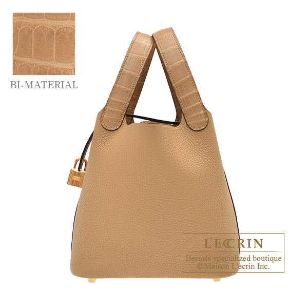Hermes　Picotin Lock　Touch bag PM　Chai　Clemence leather/Matt alligator crocodile skin　Gold hardware