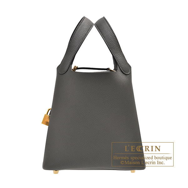Hermes　Picotin Lock bag PM　Graphite　Maurice leather　Gold hardware