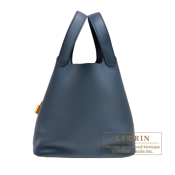 Hermes　Picotin Lock bag MM　Blue de presse　Clemence leather　Gold hardware