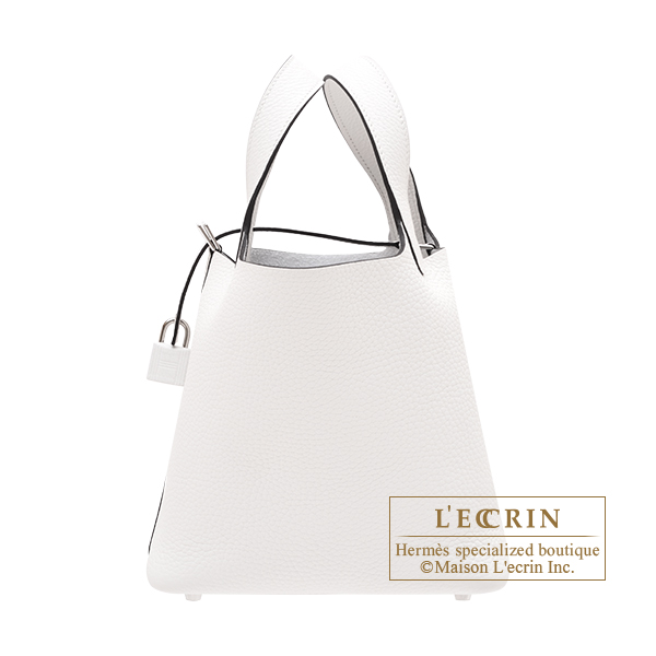 Hermes　Picotin Lock bag 18/PM　New white　Clemence leather　Silver hardware