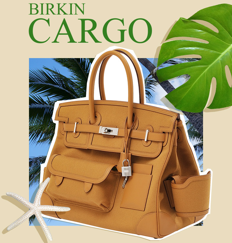 Hermès　Birkin Cargo bag 35　Desert/Sesame　Canvas/Swift leather　Silver hardware