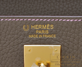 エルメス　ケリー35/内縫い　エトゥープ/　クレヴェット　トリヨンクレマンス　ゴールド金具
