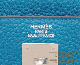 エルメス　ケリー35/内縫い　ブルーイズミール　トリヨンクレマンス　シルバー金具