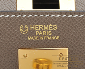 エルメス　パーソナルケリー32/内縫い　エトゥープ/ブルーエレクトリック　ヴォーエプソン　ゴールド金具